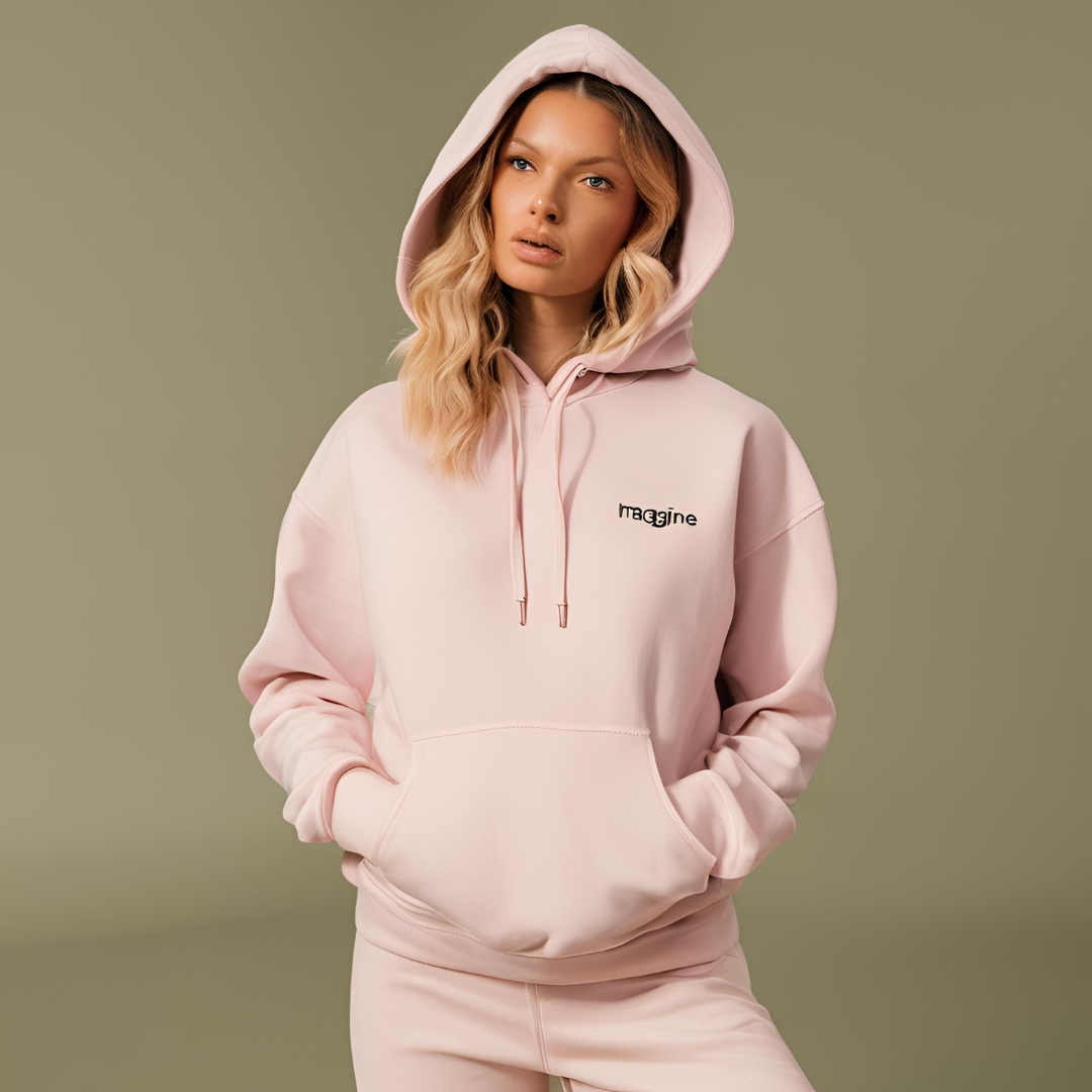 pink palm puff hoodie