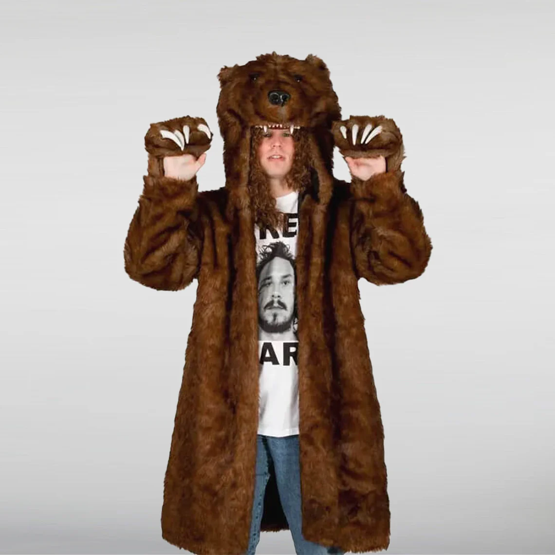 """bear coat, workaholics bear coat, teddy bear coat, teddy bear jacket, men's bear coat, Workaholics bear jacket"""