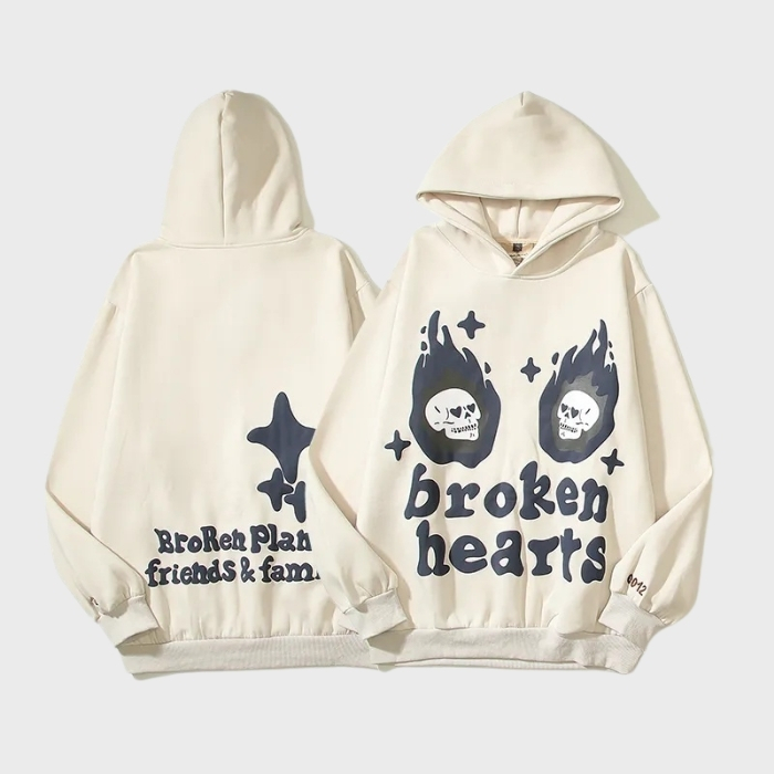 Broken Planet Broken Heart Pullover Hoodie (White)